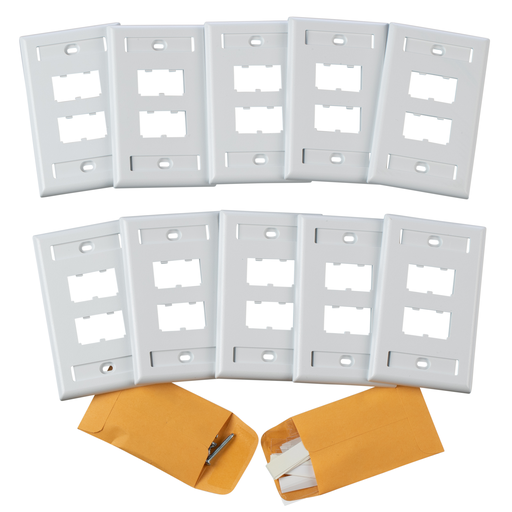 Pan-Net Faceplate, Single Gang, Label Pocket, 4 Ports, White