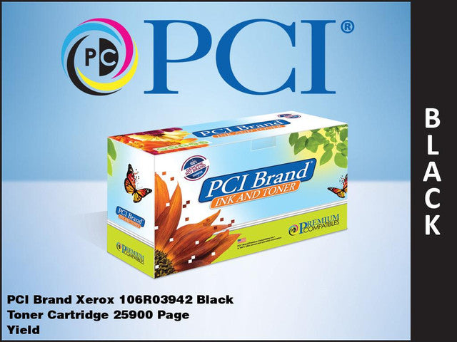 PCI Brand Compatible Xerox 106R03942 Black Toner Ctg 25900 Page Yld for Xerox B600, B605, B610 and B615 Series