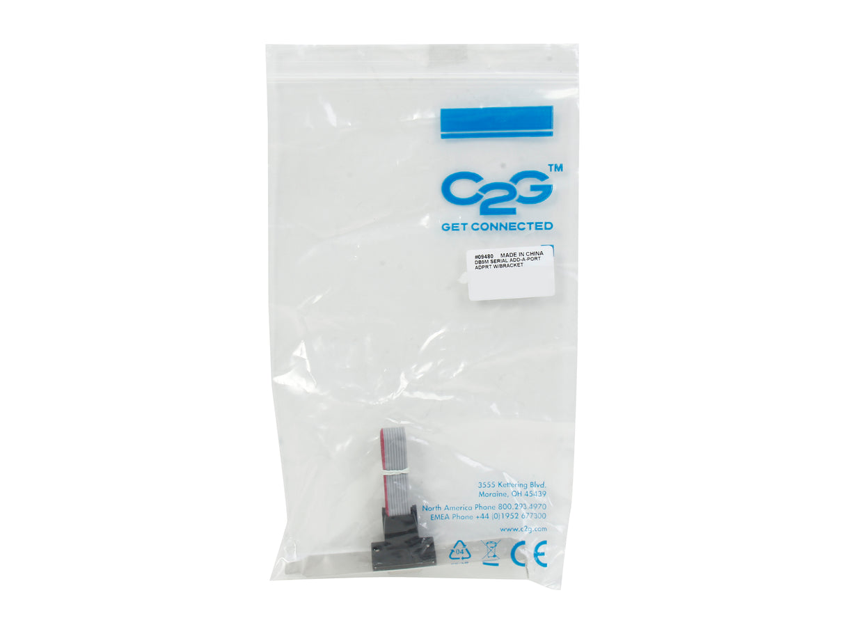 C2G 09480 DB9 Male Serial RS232 Add-A-Port Adapter with Bracket, Gray