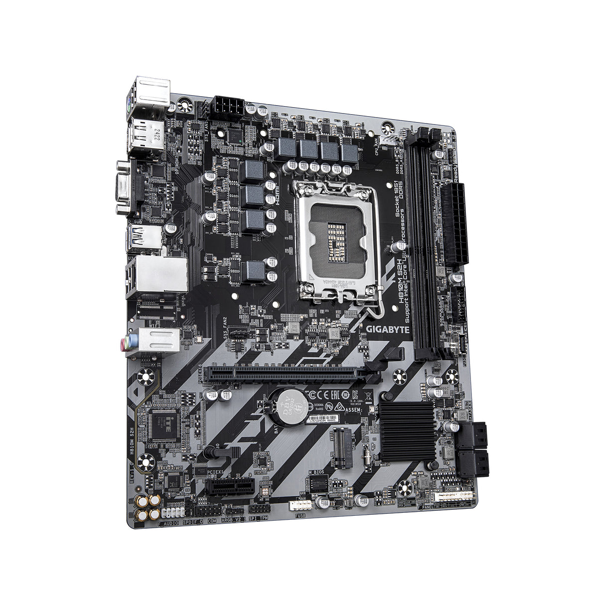 GIGABYTE H810M S2H Intel Core Ultra (Series 2) LGA 1851 Motherboard, mATX, DDR5, 1x M.2, PCIe 4.0, USB 3.2 Gen1, 1GbE LAN, EZ-Latch