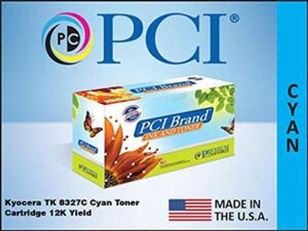 Premium Compatibles TK-8327C-PCI Toner Cartridge - Alternative For Kyocera TK-8327C, 1T02NPCCS0, TK8327C - Cyan