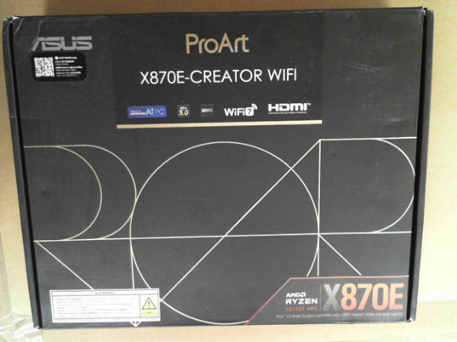 OPEN BOX - ASUS ProArt X870E-CREATOR WiFi AMD AM5 X870E ATX Motherboard PCIe® 5.0 x16 Slots with Full Support for Next-gen GPUs, 16+2+2 Power Stages, DDR5, Dual USB4®, 10 Gb & 2.5 Gb LAN, WiFi 7, Four M.2 Slots