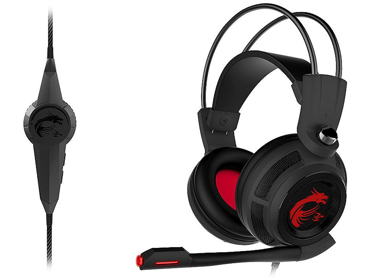 MSI Gaming Headset with Microphone, Enhanced Virtual 7.1 Surround Sound and Intelligent Vibration System (DS502)
