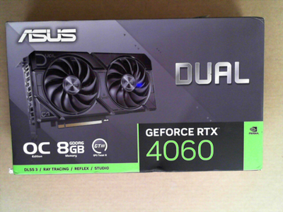 OPEN BOX - ASUS Dual GeForce RTX™ 4060 EVO OC Edition 8GB GDDR6 (PCIe 4.0, 8GB GDDR6, DLSS 3, HDMI 2.1a, DisplayPort 1.4a, Axial-tech Fan Design, 0dB Technology, Dual BIOS, Auto-Extreme Technology, and More)