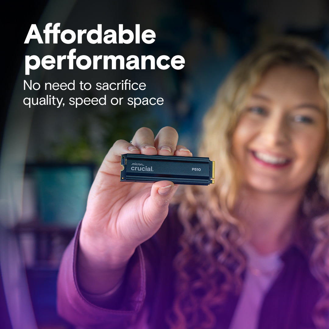 Crucial P510 1TB Gen5 NVMe SSD with Heatsink, Up to 11,000 MB/s, PCIe 5.0 M.2 2280 SSD, Internal Solid State Drive, Compatible with PS5 CT1000P510SSD5