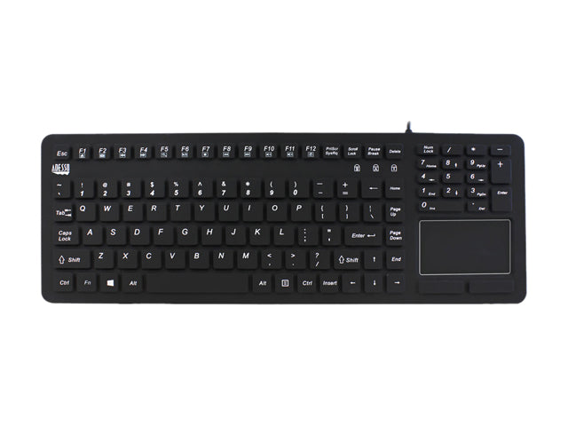 Adesso AKB-270UB SlimTouch Antimicrobial Waterproof USB Compact size Touchpad keyboard, 15.50x 5.50x 0.43 (Black)