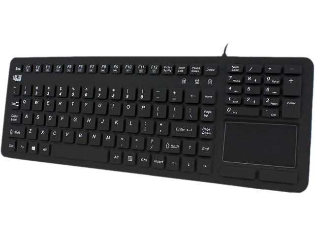 Adesso AKB-270UB SlimTouch Antimicrobial Waterproof USB Compact size Touchpad keyboard, 15.50x 5.50x 0.43 (Black)