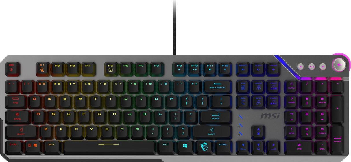 MSI Strike 600 Silent US - Mechanical Keyboard, Silent SWITCHES, RGB, Ergonomic, Anti-GHOSTING, Angle-Adjustable (Black)