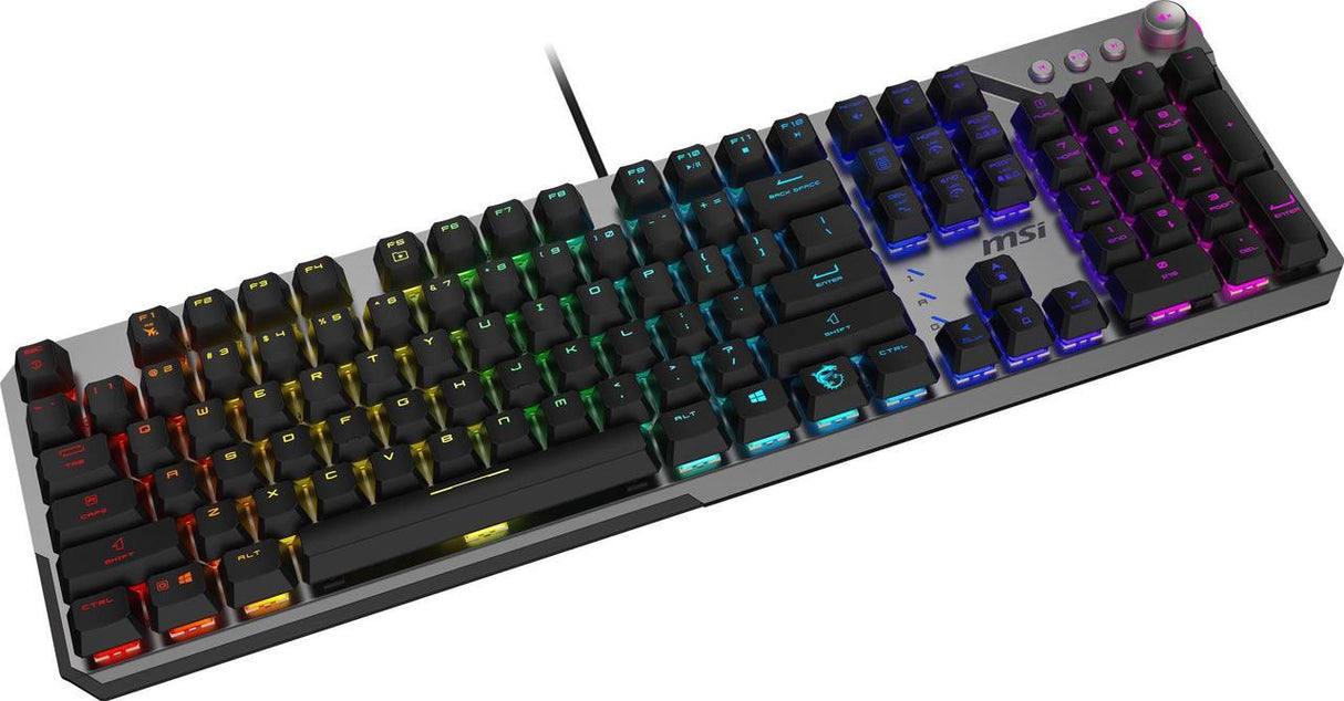 MSI Strike 600 Silent US - Mechanical Keyboard, Silent SWITCHES, RGB, Ergonomic, Anti-GHOSTING, Angle-Adjustable (Black)