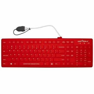 Seal Shield Silk Pro SRK104 Keyboard - Cable Connectivity - USB Interface - Windows 11 - PC - Mechanical Keyswitch - Red