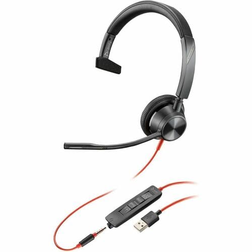Poly Blackwire 3315 USB-A Headset TAA - Mono - Mini-phone (3.5mm), USB Type A - Wired - 32 Ohm - 20 Hz - 20 kHz - On-ear - Monaural - Ear-cup - 7 ft Cable - Omni-directional Microphone - Noise Canceli