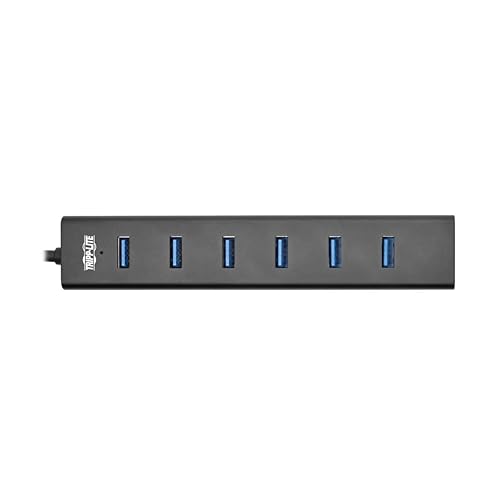 Tripp Lite 7-Port USB-A Mini Hub - USB 3.2 Gen 1, Up to 5 Gigabits per Second, Strong Aluminum Housing, International Plug Adapters for UK, EU, Australia - 1-Year Warranty (U360-007-AL-INT)