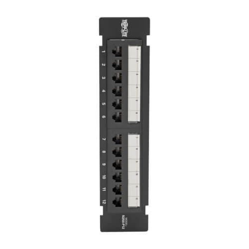 Tripp Lite Cat6 Wall-Mount PoE-Plus Compliant Patch Panel 12-Port 110/Krone 568A/B RJ45 Ethernet TAA 100W PoE+ Compatible
