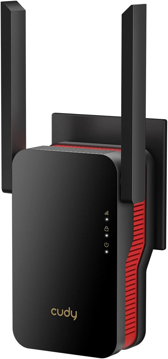 Cudy RE3000 AX3000 Dual Band Wi-Fi 6 Range Extender Repeater Coverage Up To 3000 Sq. Ft. & 70 Devices - Black