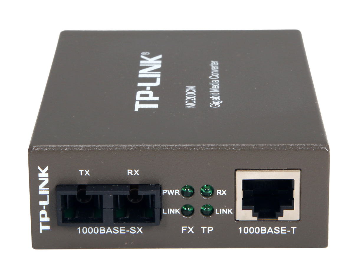 TP-Link Gigabit SFP to RJ45 Fiber Media Converter, Fiber to Ethernet Converter 10/100/1000Mbps RJ45 Port to 1000Base-SX Multi-Mode Fiber (MC200CM) Black