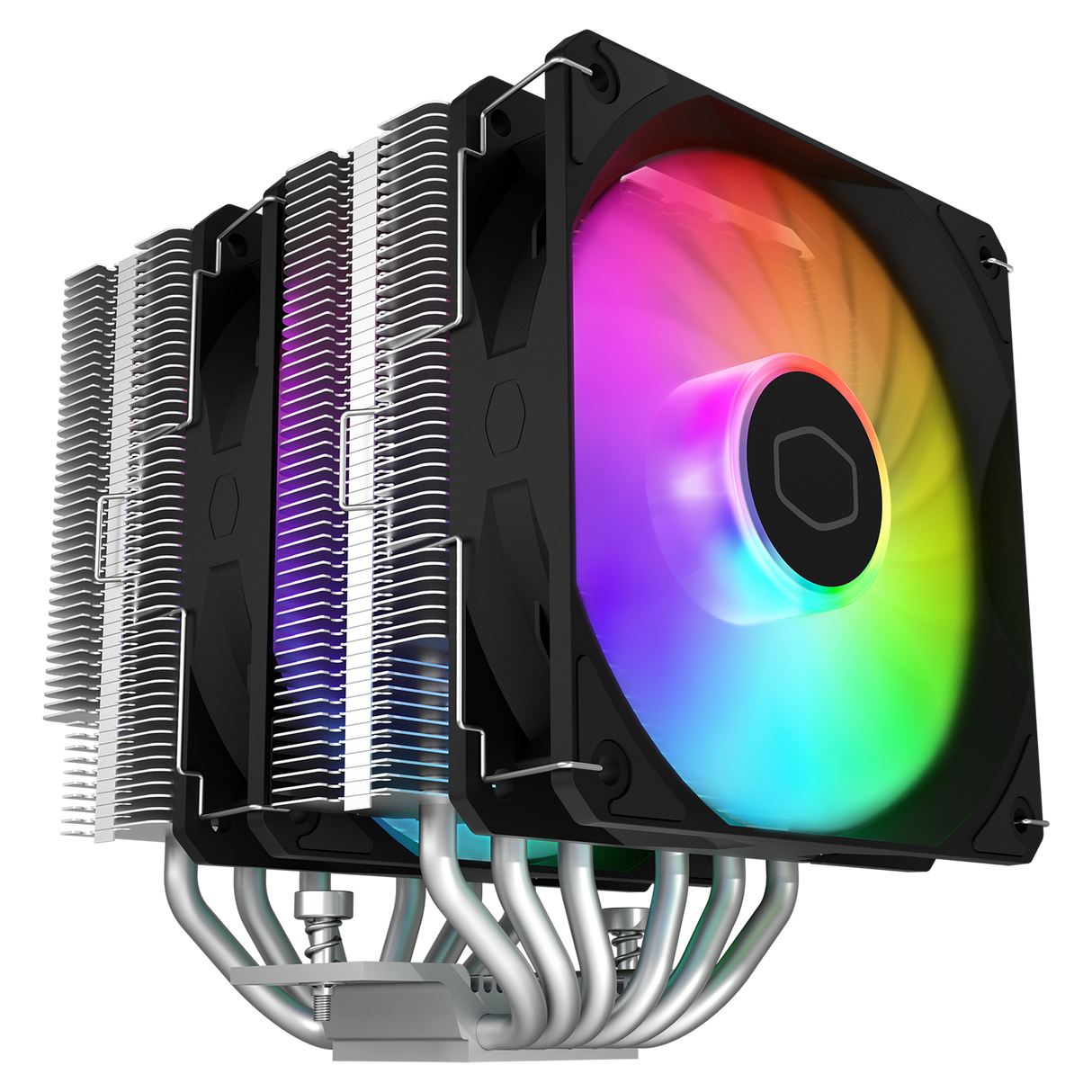 Cooler Master Hyper 620S Dual Tower CPU Air Cooler, ARGB Sync, 120mm PWM Fan, 6 Copper Direct Contact Heat Pipes, 154.9mm Tall, Brackets AMD Ryzen AM5/AM4, Intel LGA 1851/1700/1200 (RR-D6NA-17PA-R1)