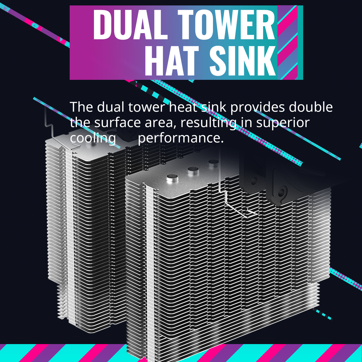 Cooler Master Hyper 620S Dual Tower CPU Air Cooler, ARGB Sync, 120mm PWM Fan, 6 Copper Direct Contact Heat Pipes, 154.9mm Tall, Brackets AMD Ryzen AM5/AM4, Intel LGA 1851/1700/1200 (RR-D6NA-17PA-R1)