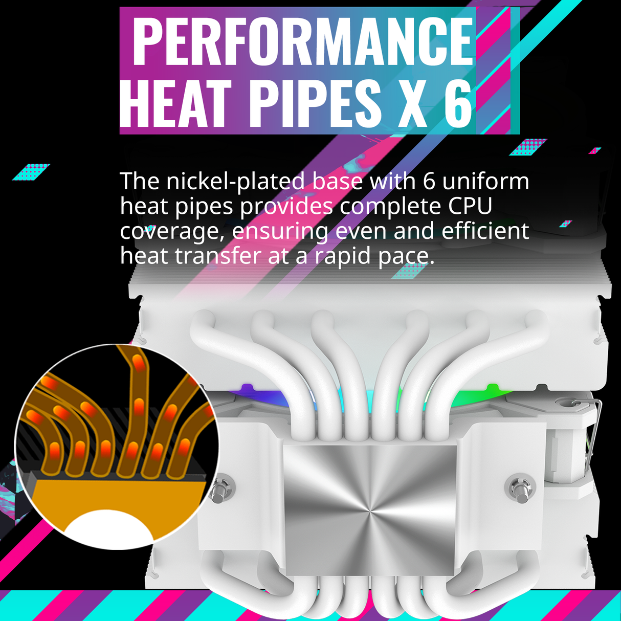 Cooler Master Hyper 622 Halo White CPU Air Cooler, MF120 Halo² Fan, Dual Loop ARGB, Aluminum Top Cover, 6 Copper Heat Pipes, 154mm (H) for AMD Ryzen AM5/AM4, Intel LGA1700/1200 (RR-D6WW-20PA-R1)