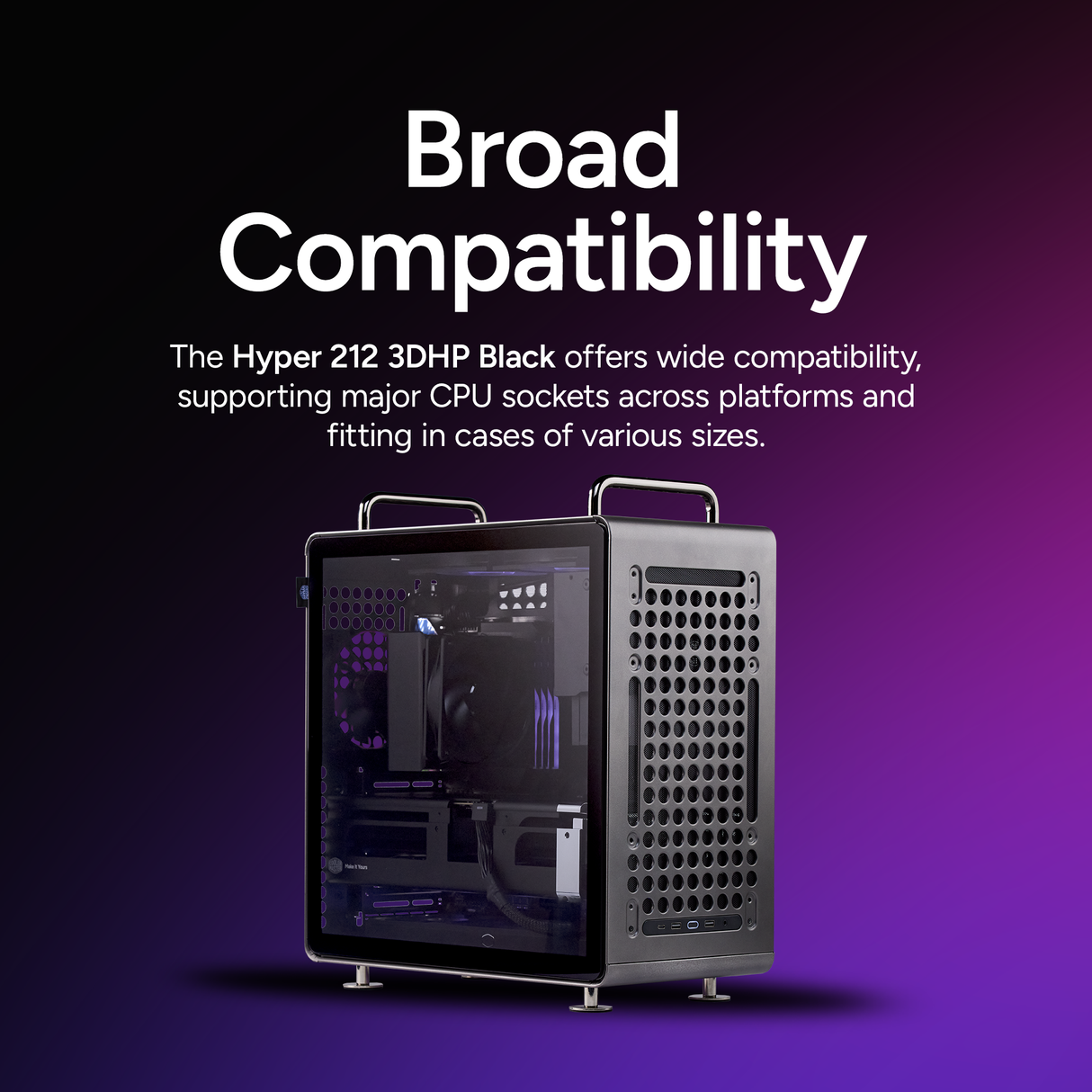 Cooler Master Hyper 212 3DHP ARGB CPU Air Cooler - Patented 3D Heat Pipe Technology, 120mm PWM High Airflow ARGB Fan, Quiet Cooling & Easy Installation, AMD AM5/AM4 & Intel LGA 1851/1700, Black