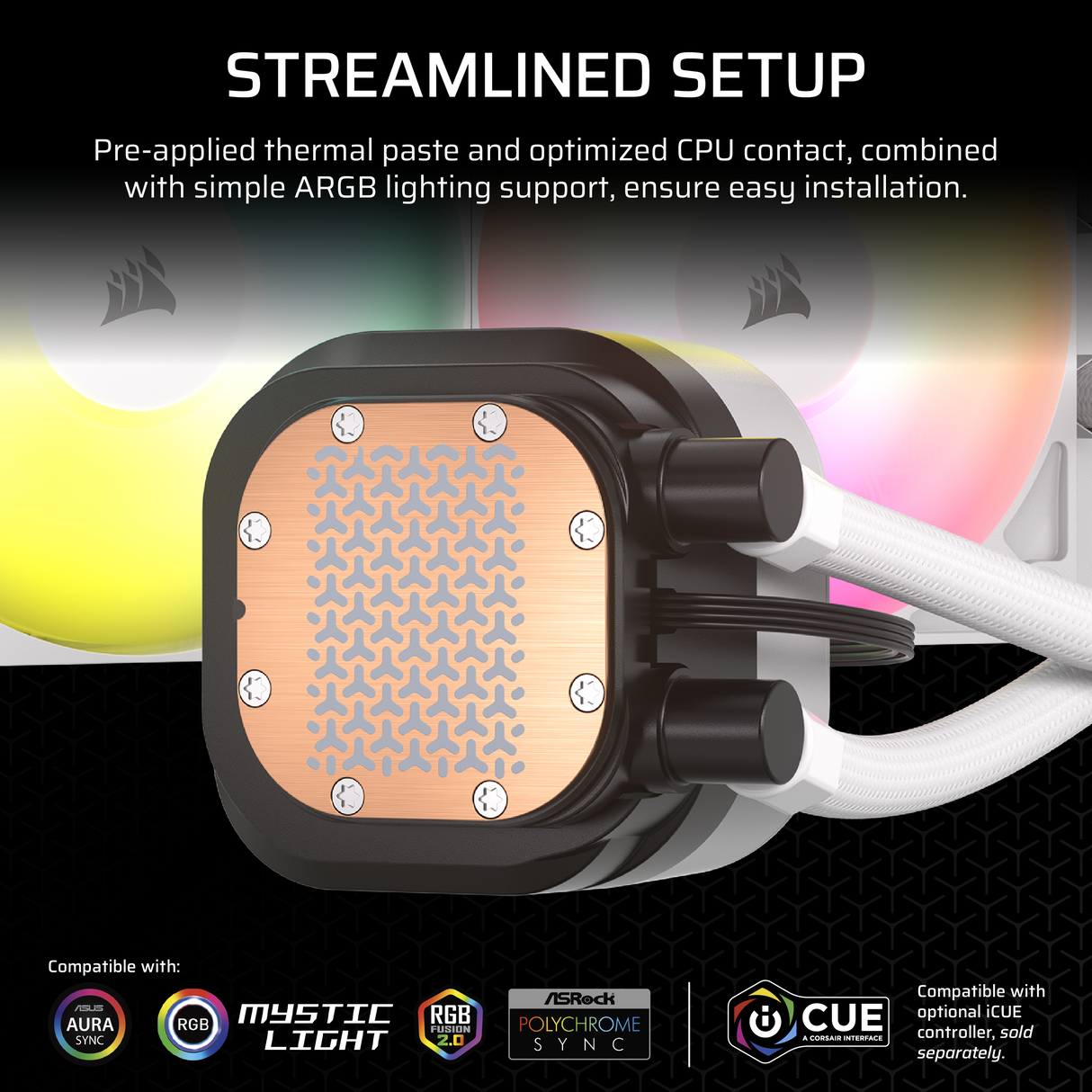 CORSAIR NAUTILUS 360 RS ARGB Liquid CPU Cooler – White – RS120 ARGB Fans – Fits Intel® LGA 1851, AMD® AM5/AM4 – Simple Daisy-Chain Connections - Direct Motherboard Connection