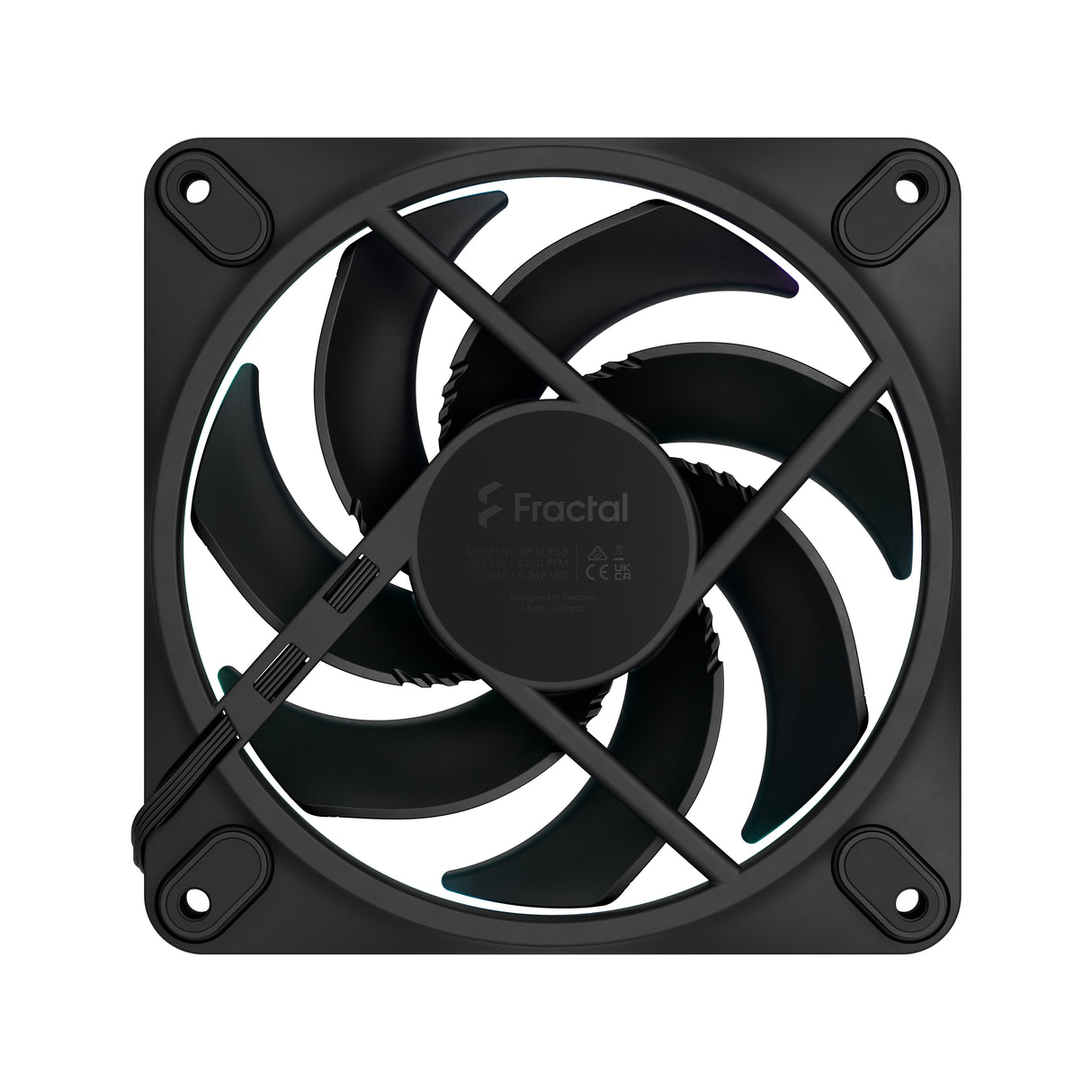 Fractal Design Momentum 12 RGB PWM Black 120 mm ARGB LED FDB (Fluid Dynamic Bearing) PC Case Fan