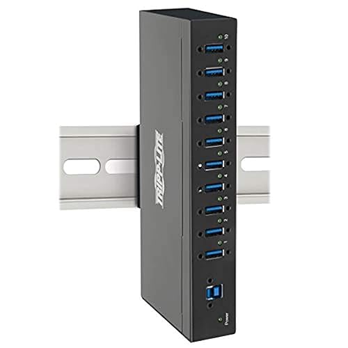 Tripp Lite 10-Port USB 3.0 Hub, Industrial USB Splitter for USB Charging and Data Transfer, 5 Gbps, Iron Housing (U360-010-Ind) 10 Port Industrial