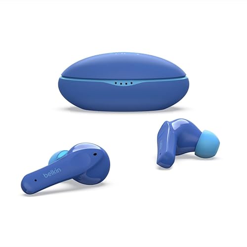 Belkin Soundform Nano - Bluetooth Earbuds for Kids with Built-in Microphone, 24H Battery Life, 85dB Safe Volume Limit - Kids Bluetooth Earbuds for iPhone, iPad, Galaxy & More - Blue