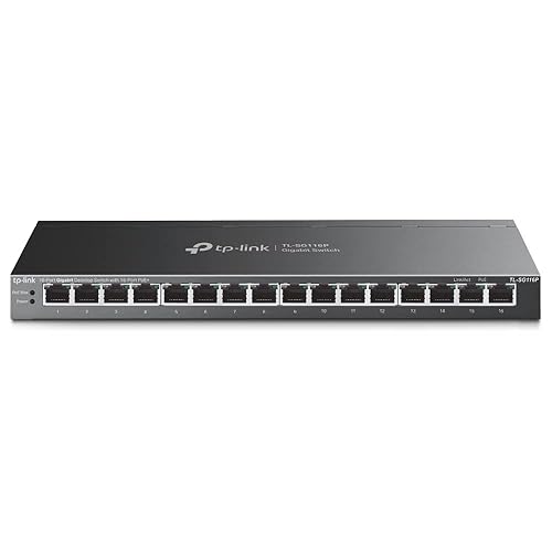 TP-Link 16-Port Gigabit Desktop Switch with 16-Port PoE+ (TL-SG116P) - Up to 120W, Desktop and Wall-Mount, Plug & Play, Fanless, Unmanaged 16 Port w/ 16 PoE+ Port Unmanaged