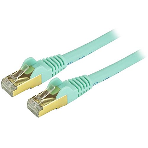 StarTech.com 14 ft CAT6a Ethernet Cable - 10 Gigabit Shielded Snagless RJ45 100W PoE Patch Cord - 10GbE STP CAT6a Network Cable w/Strain Relief - Aqua Fluke Tested UL/TIA Certified (C6ASPAT14AQ) Aqua 14 ft / 4.2m