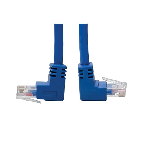 Tripp Lite N204-004-BL-UD Cat6 Utp Patch Cable, Up-Angle Male/Down-Angle Male - 4 ft, Blue - 4 ft Category 6 Network Cable for Network Device, Router, Server, Switch, Printer, Computer, Modem, Photoc