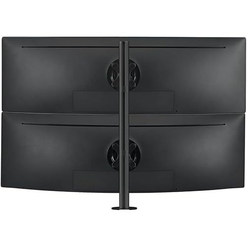 Atdec AWMS-2-LTH75-H-B Dual Stack Heavy Monitor Desk Mount - Flat and Curved up to 49in - VESA 75x75, 100x100 - Tool-Free Adjustable Monitor Height, tilt, pan - Quick Display Release, Black