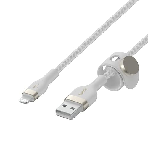 Belkin BoostCharge Pro Flex Braided USB Type A to Lightning Cable (3M/10FT), MFi Certified Charging Cable for iPhone 14, 13, 12, 11, Pro, Max, Mini, SE, iPad and More - White