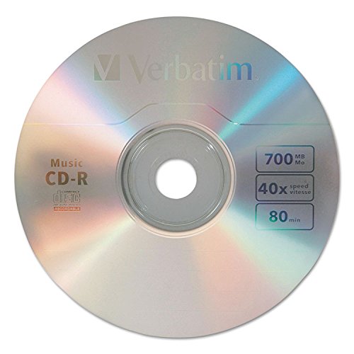 Verbatim CD-R Music Recordable Disc, 700 MB/80 Min, 40x, Spindle, Silver, 25/Pack (96155)