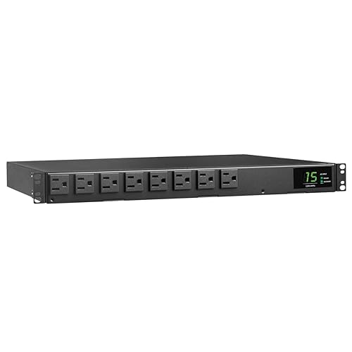 Tripp Lite Metered PDU, Auto-Transfer Switch (ATS), 15A, 120V, 1.44kW, Single-Phase - 8 Outlets (5-15R), Dual 12ft 5-15P Input Cords - 1U Rackmount, TAA Compliant, 2 Year Warranty (PDUMH15ATS)