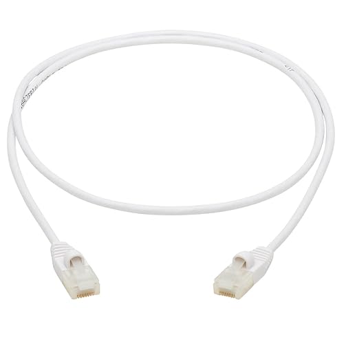 Tripp Lite, Safe-IT, Cat6a Ethernet Cable, Bacteria Resistant, 10G Certified Snagless, Slim UTP Jacket (RJ45 M/M), White, 3 Feet / 0.9 Meters, (N261AB-S03-WH)