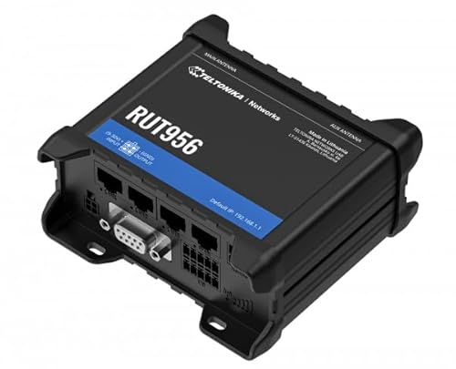 RUT956 (EU) 4G LTE Router Teltonika RUT956, Cellular, RUT956 (Teltonika RUT956, Cellular Network Router, Black, Aluminium, Plastic, DIN-Rail, Industrial, Fast Ethernet)