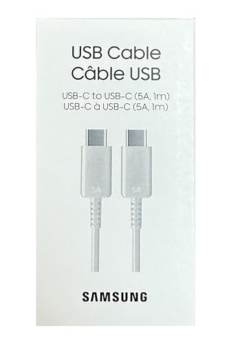 Samsung Galaxy Official (1m, White) USB-C to USB-C, Type-C to C Data Cable, Charging Cable, Compatible with Samsung 45W Supper Fast Charging, EP-DN975BWEGCA