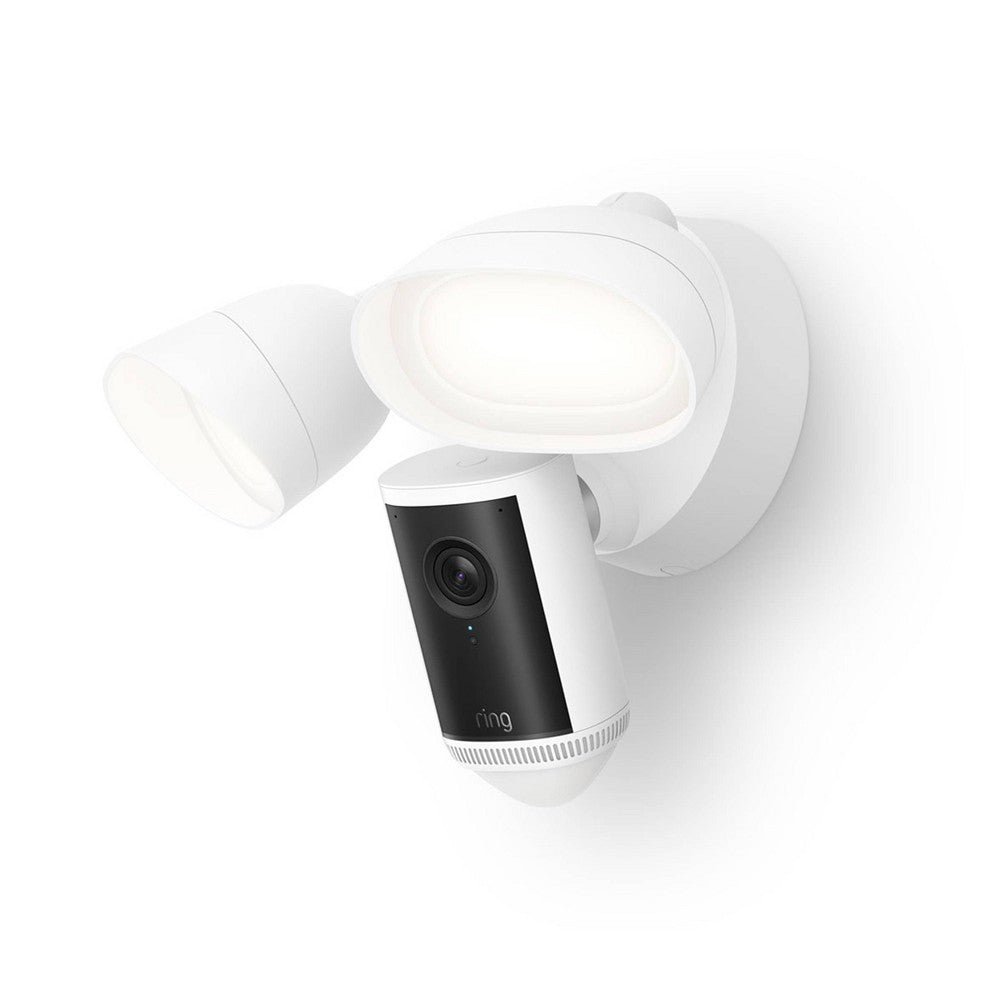 Ring Floodlight Cam Pro 2nd Gen, Wired Retinal 4K For Ultra-Clear Video, 10x Enhanced Zoom, Ultra-Bright Motion-Activated Floodlights - White