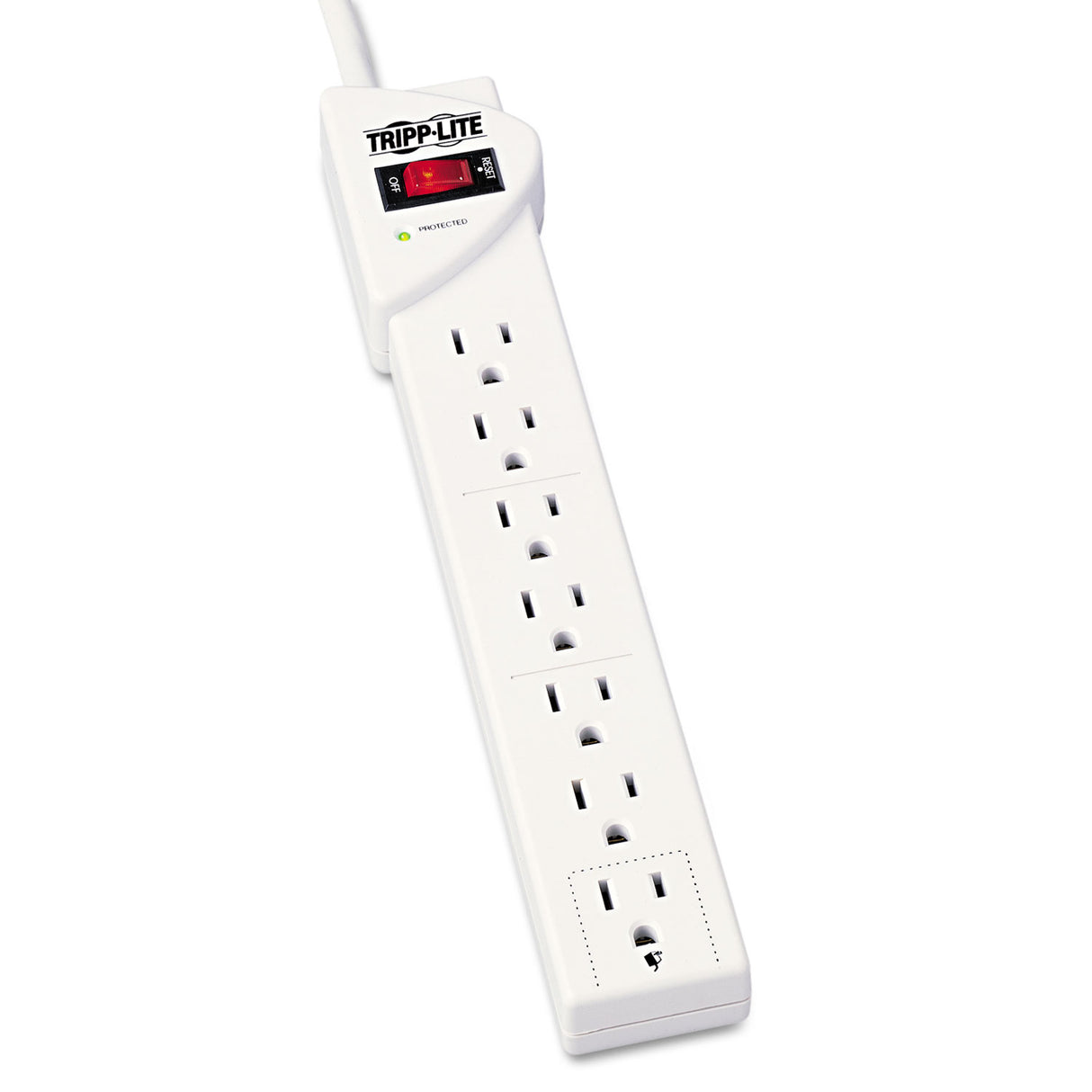 Tripp Lite Protect It! Surge Protector, 7 AC Outlets, 6 Ft Cord, 1, 080 J, Light Gray