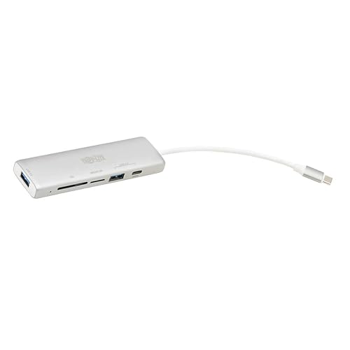 Tripp Lite USB-C 3.1 Multiport Adapter for Data Transfer (2 USB-A, 1 USB-C, SD, Micro SD), Thunderbolt 3, USB 3.1 Gen 1, 5 Gbps, Silver (U460-002-2AM-C1)
