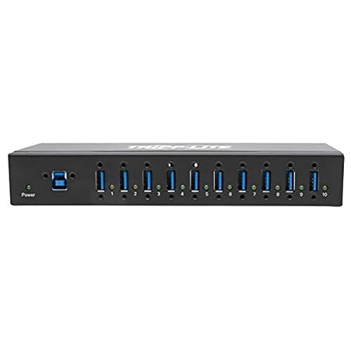 Tripp Lite 10-Port USB 3.0 Hub, Industrial USB Splitter for USB Charging and Data Transfer, 5 Gbps, Iron Housing (U360-010-Ind) 10 Port Industrial