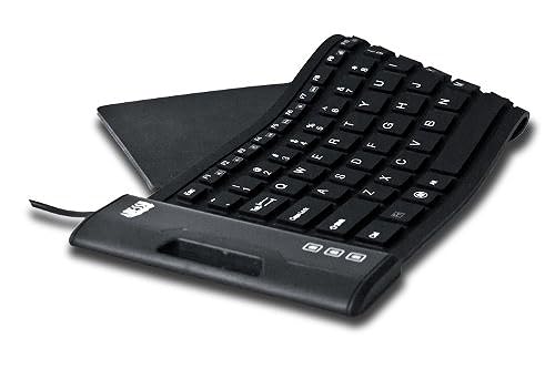 Adesso SlimTouch 222 Antimicrobial Waterproof Flexible Keyboard for Windows 8/7/Vista/XP/2000 (AKB-222UB), Black, Compact Size