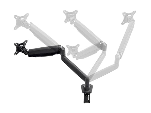 Monoprice Smooth Full Motion Single Monitor Adjustable Gas Spring Desk Mount - Black For Large Screens, Supports Up To 34 inch Monitors, 19.8 LBS Max Display Weight, Easy Set up