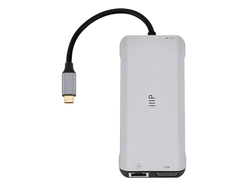 Monoprice 12-in-1 Dual-HDMI + VGA MST Triple Monitor Docking Station, Dual 4K HDMI, VGA, 5Gbps USB-A, Gigabit Ethernet, SD/MicroSD Readers, 100W PD, 3.5mm Dual Audio/Microphone Jack