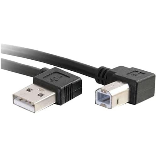 C2G 28111 USB Cable - USB 2.0 Right Angle A Male to B Male Cable, Black (9.8 Feet, 3 Meters)