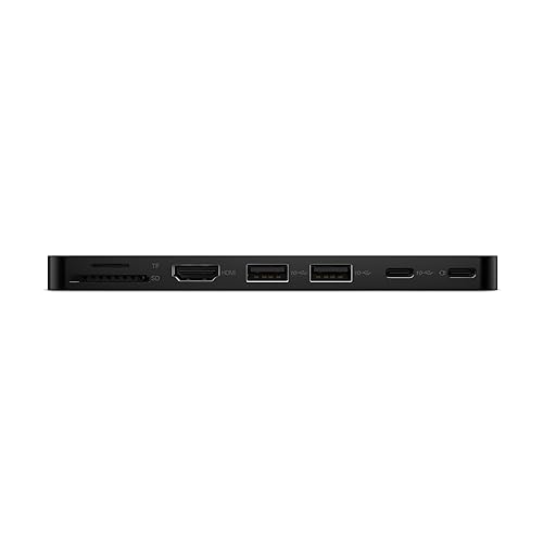 Lenovo USB-C Slim Travel Dock, 8 Ports, Up to 65W PD Pass Through, Integrated USB-C Cable, 4K Display Support, Black