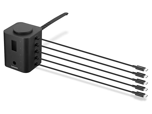 Lenovo Smart Charger, Designed for Chromebooks, Charge 5 laptops at Once and Monitor Their Battery Levels, Integrated 30cm USB-C Cables