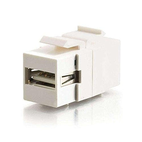 C2G 28751 Snap-In USB A/B Female Keystone Insert Module, TAA Compliant, White
