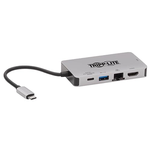 Tripp Lite USB-C Docking Station, Dual Display Dock, 4K HDMI, VGA, USB 3.2 Gen 1, USB A USB C Hub, GbE, 100W PD Charge, Gray (U442-DOCK6-GY) USB-C Dual Display 1 HDMI + 1 VGA 2 USB + USB-C + Ethernet