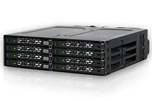 ICY DOCK Full Metal 8 x 2.5 SAS/SATA HDD/SSD Moblie Rack Enclosure for 5.25 Bay | ToughArmor MB998SP-B